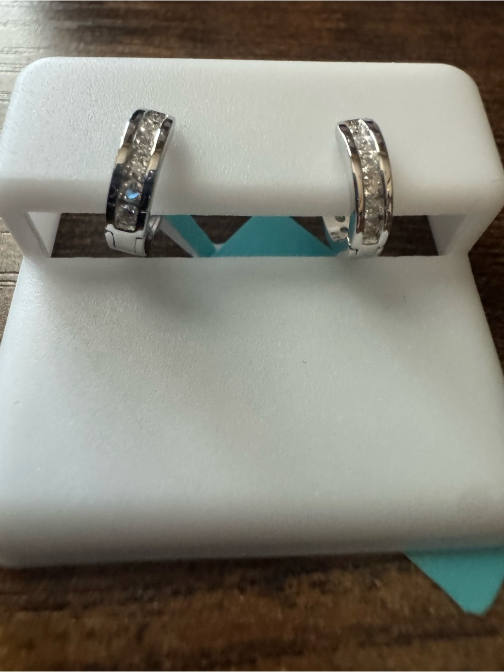 Sterling Silver Moissanite Huggie Hoop Earrings - White